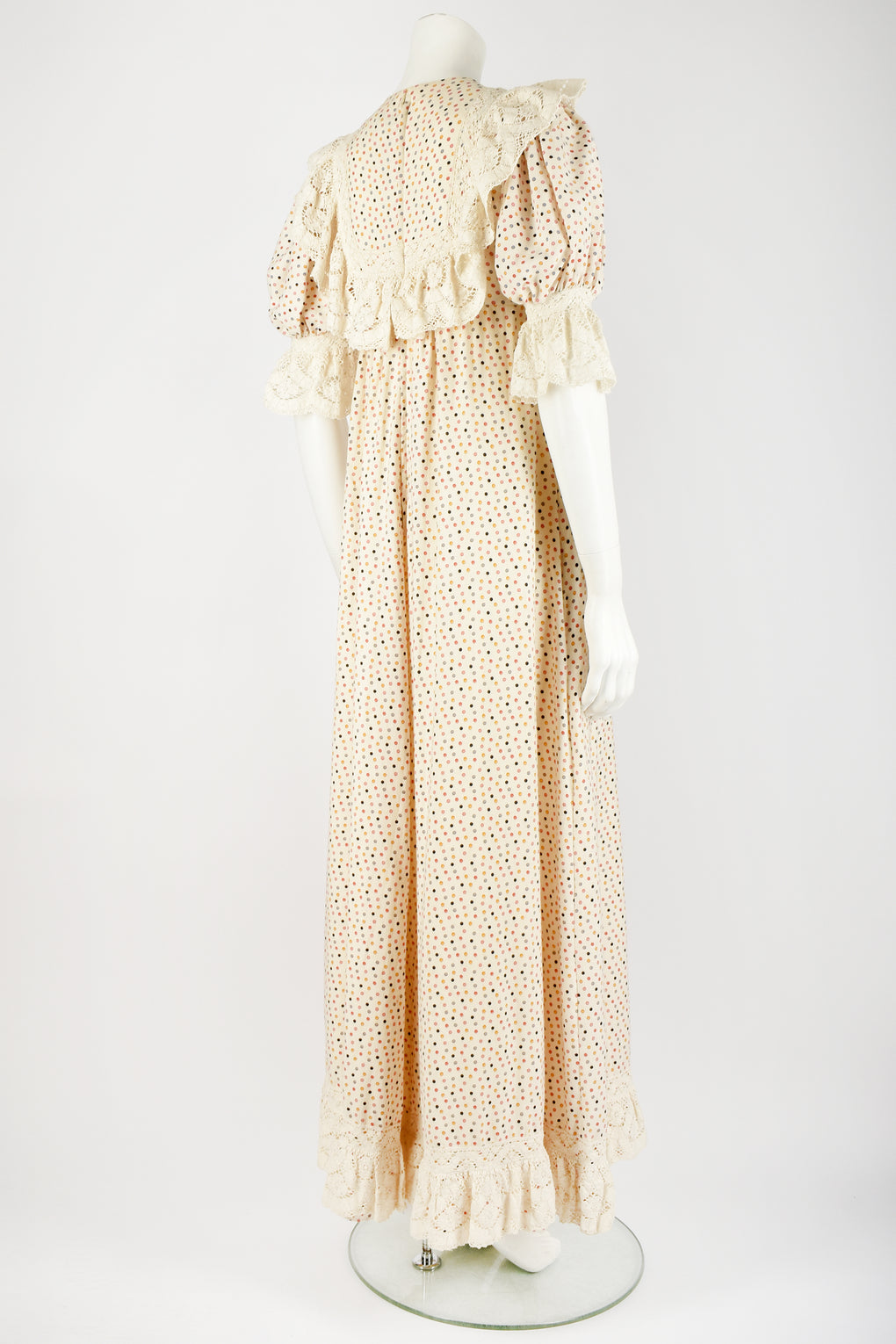 GINA FRATINI 70s lace trim dress S
