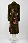 KENZO 00s corduroy peony print skirt suit / M-L