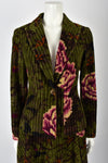 KENZO 00s corduroy peony print skirt suit / M-L