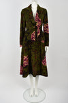 KENZO 00s corduroy peony print skirt suit / M-L