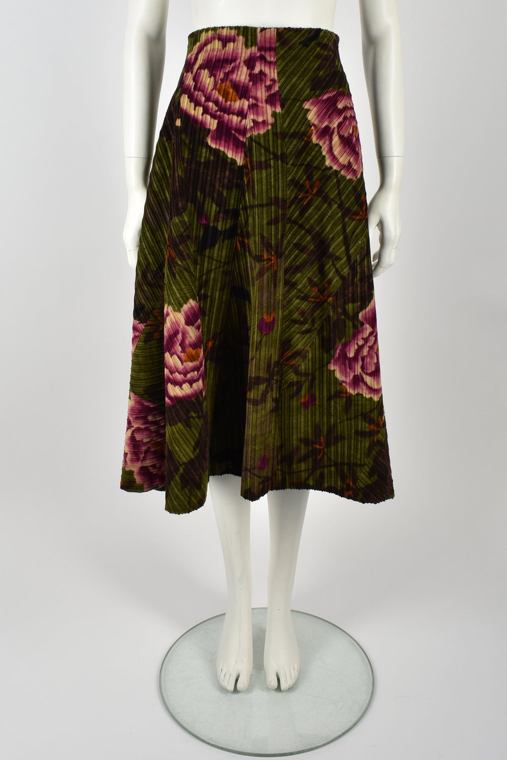 KENZO 00s corduroy peony print skirt suit / M-L
