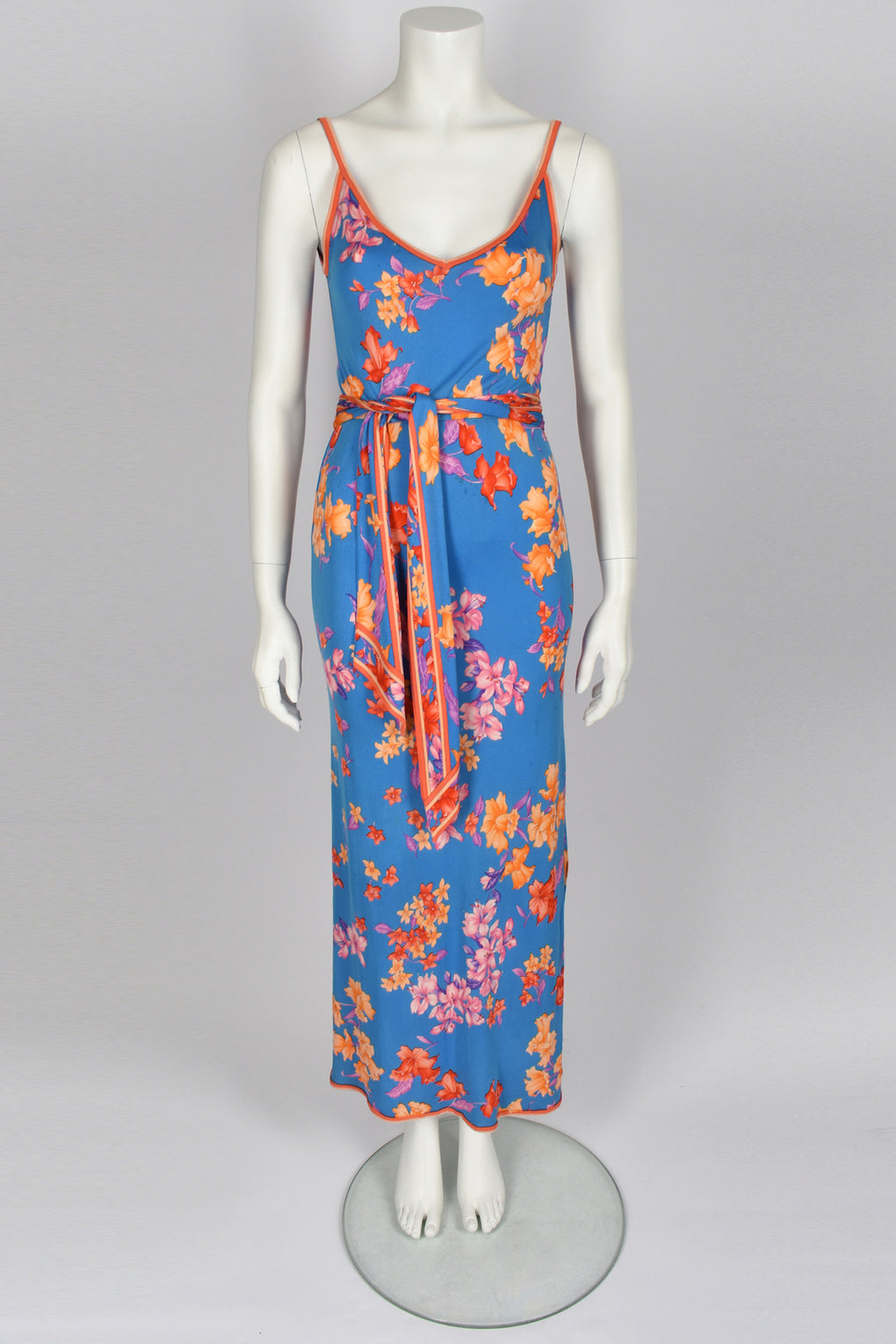 LEONARD 70's silk strappy floral print dress