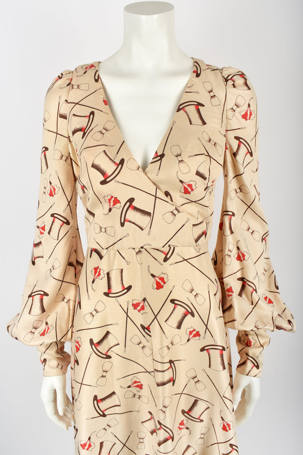 MISS MOUSE attributed 70s novelty print dress S-M