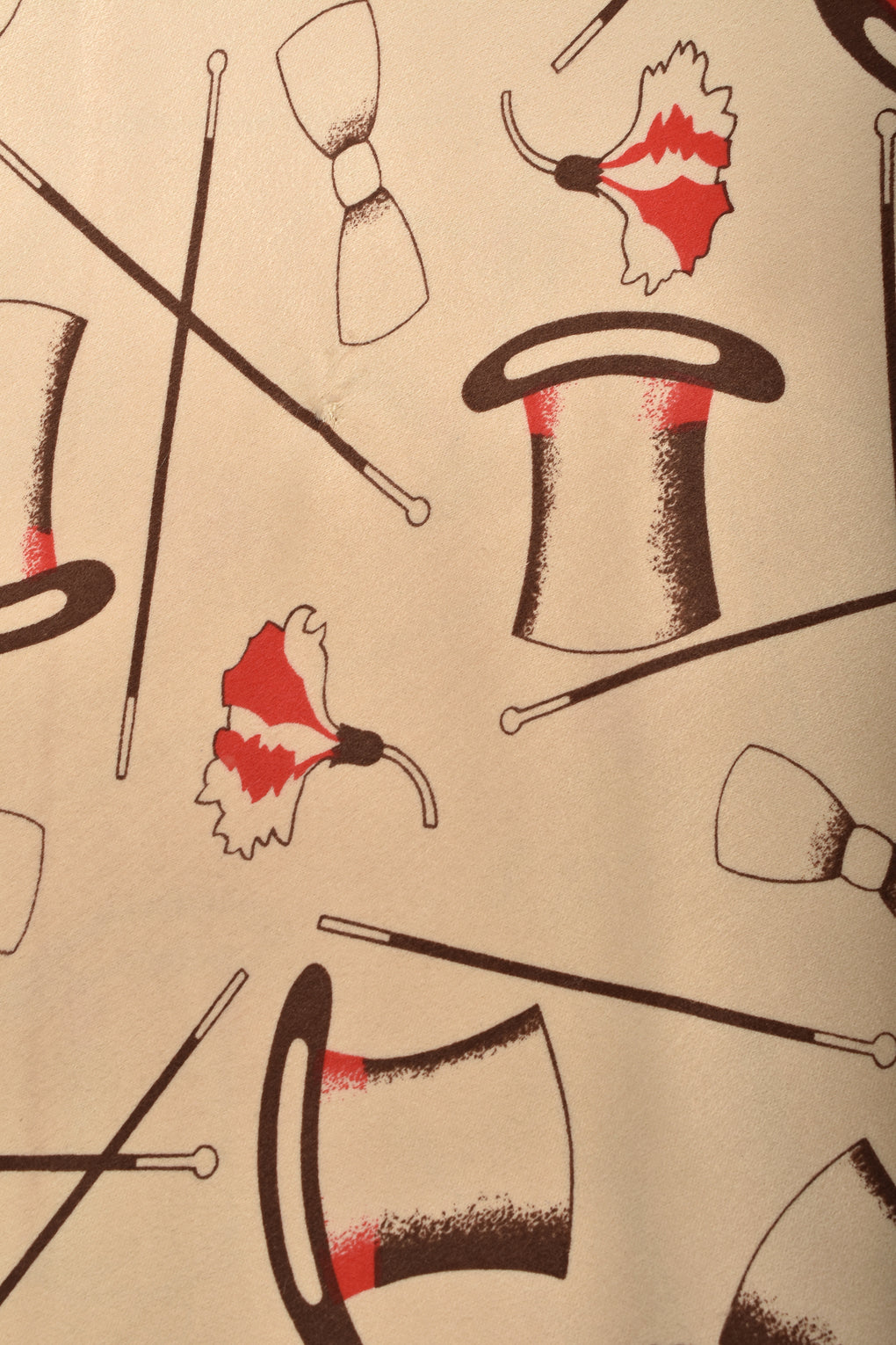 MISS MOUSE attributed 70s novelty print dress S-M