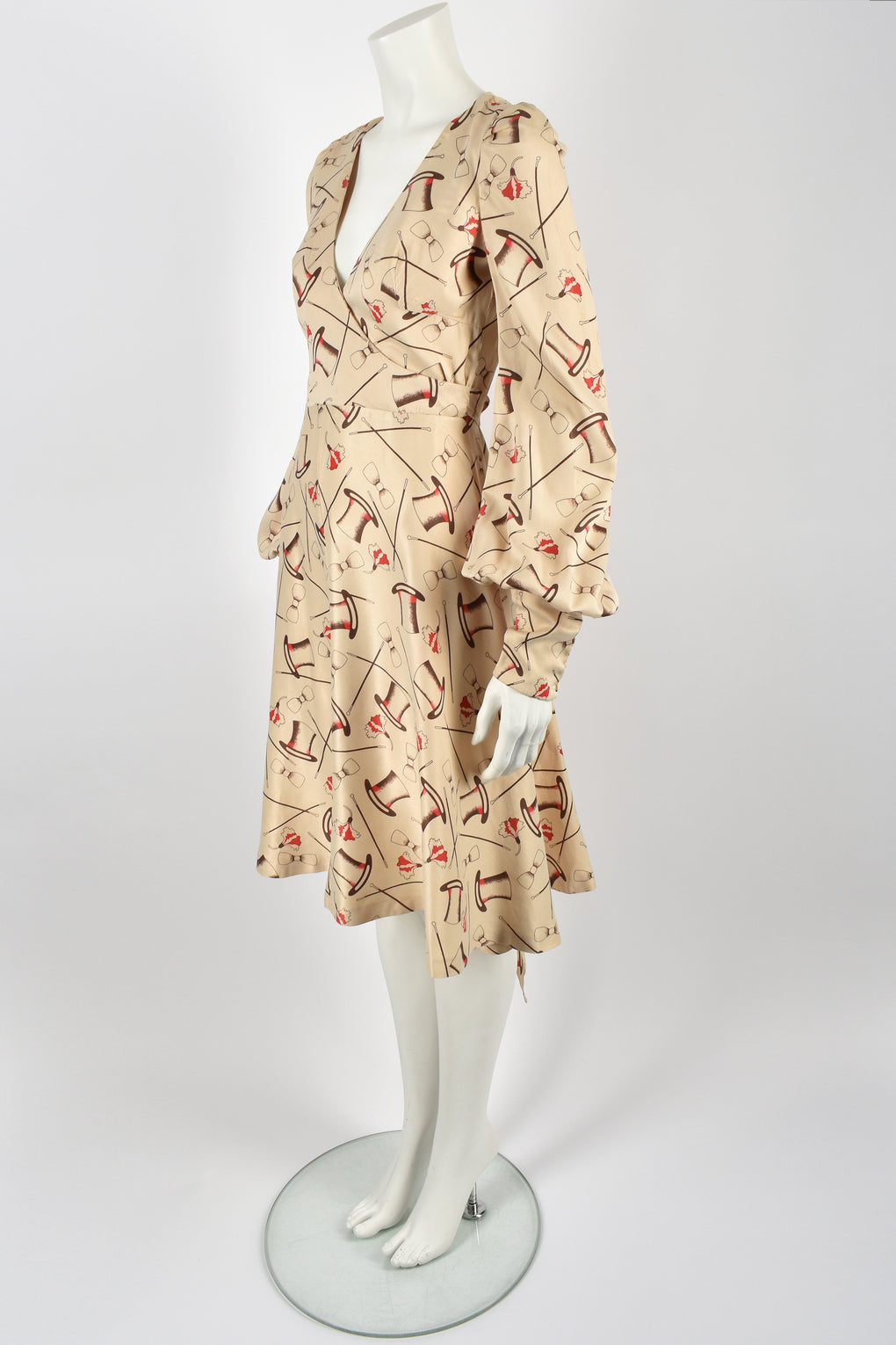 MISS MOUSE attributed 70s novelty print dress S-M