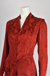 30's Red Jacquard floral dress with jacket