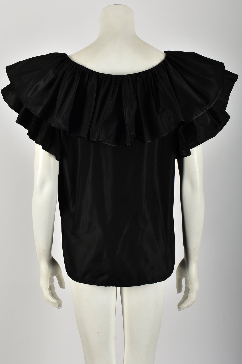 YVES SAINT LAURENT 70s silk frilled blouse M-L