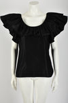 YVES SAINT LAURENT 70s silk frilled blouse M-L