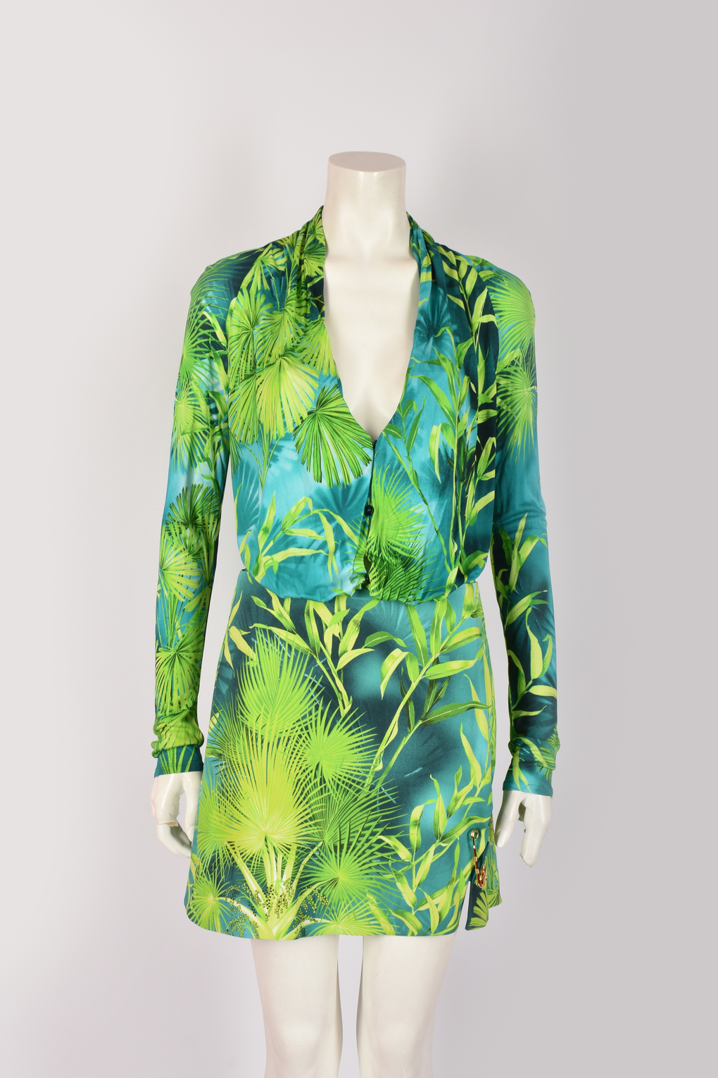 VERSACE JUNGLE PRINT BODYSUIT AND SKIRT