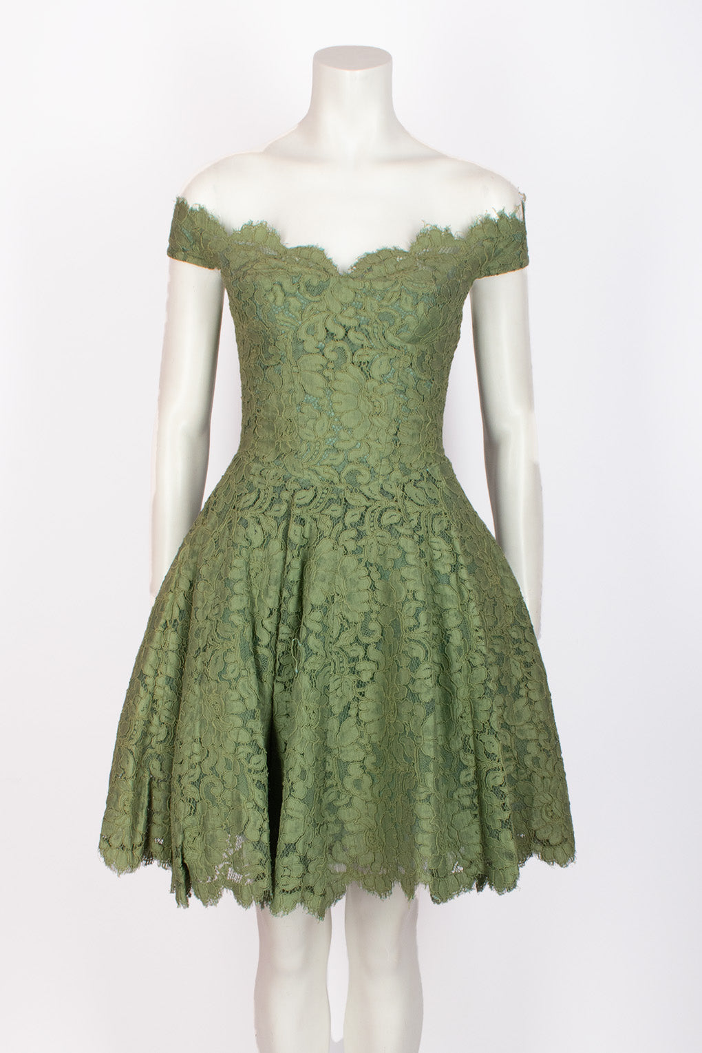 ANTONY PRICE Corseted Green Lace Dress