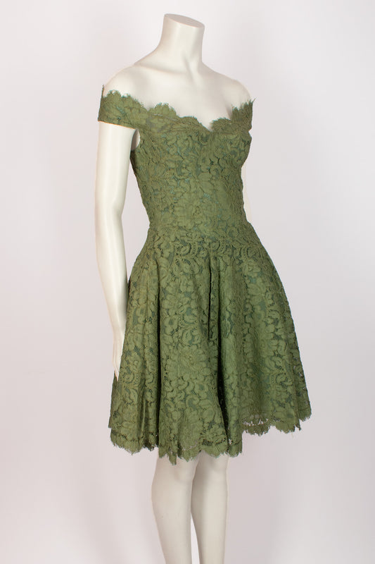 ANTONY PRICE Corseted Green Lace Dress