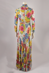 1970s TROPICAL FLORAL MOCK NECK GOWN