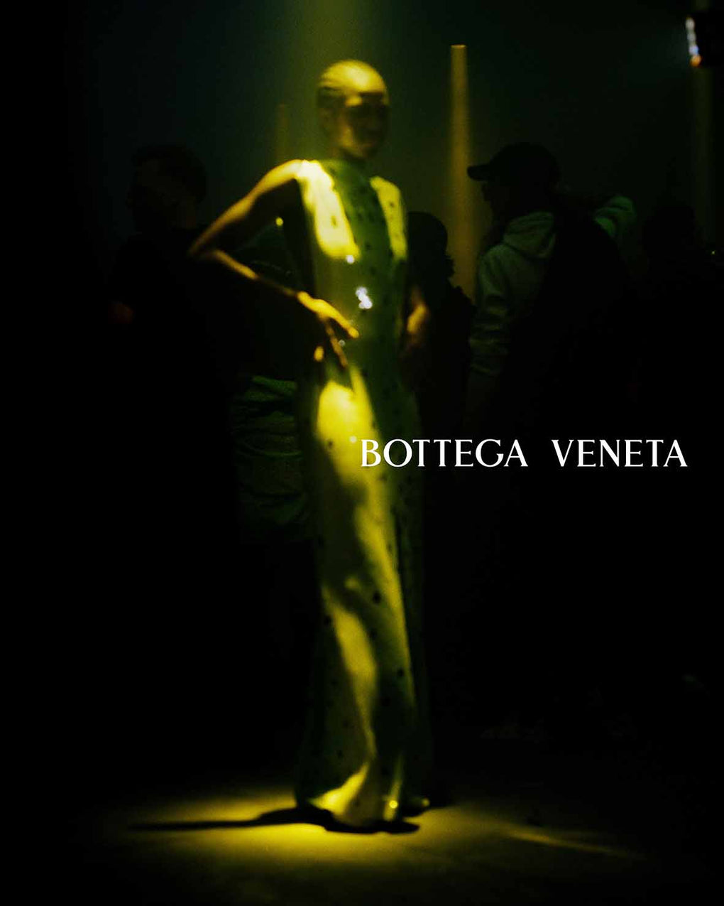 BOTTEGA VENETA A/W 2022 RUNWAY GREEN DEGRADE DRESS WITH SPOTS