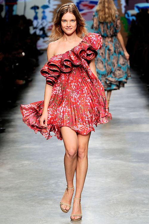 STELLA McCARTNEY SS 2010 PLEATED ASYMETRICAL DRESS L