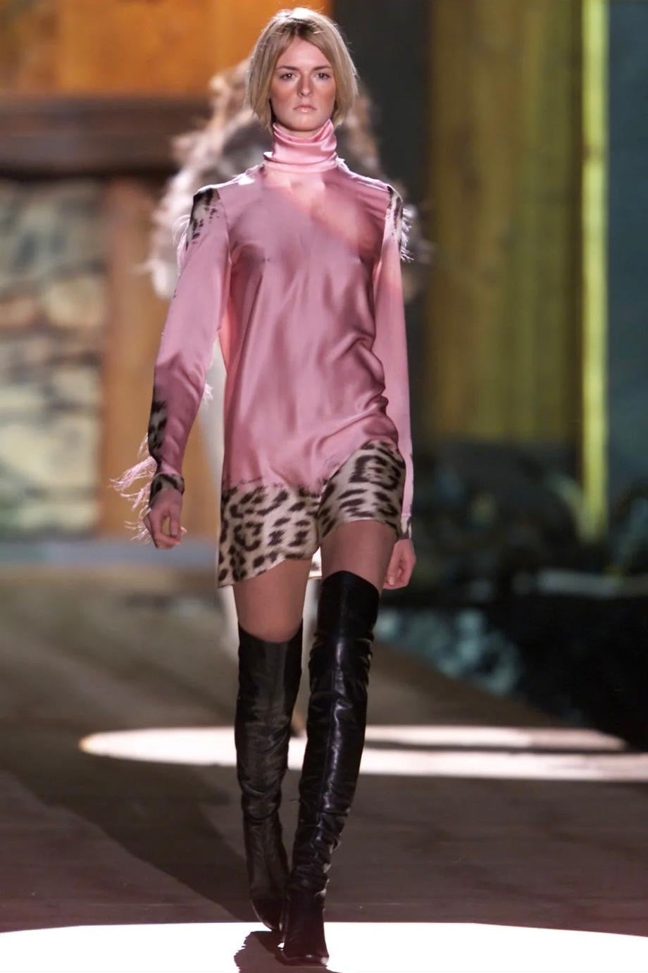 RORBERTO CAVALLI FALL 2001 PINK SILK MINI DRESS