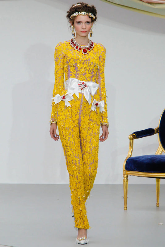 MEADHAM KIRCHOFF S/S 2013 RUNWAY YELLOW BEADED SET