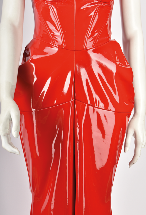 ALEXANDER MCQUEEN RED LATEX DRESS / JUMPSUIT