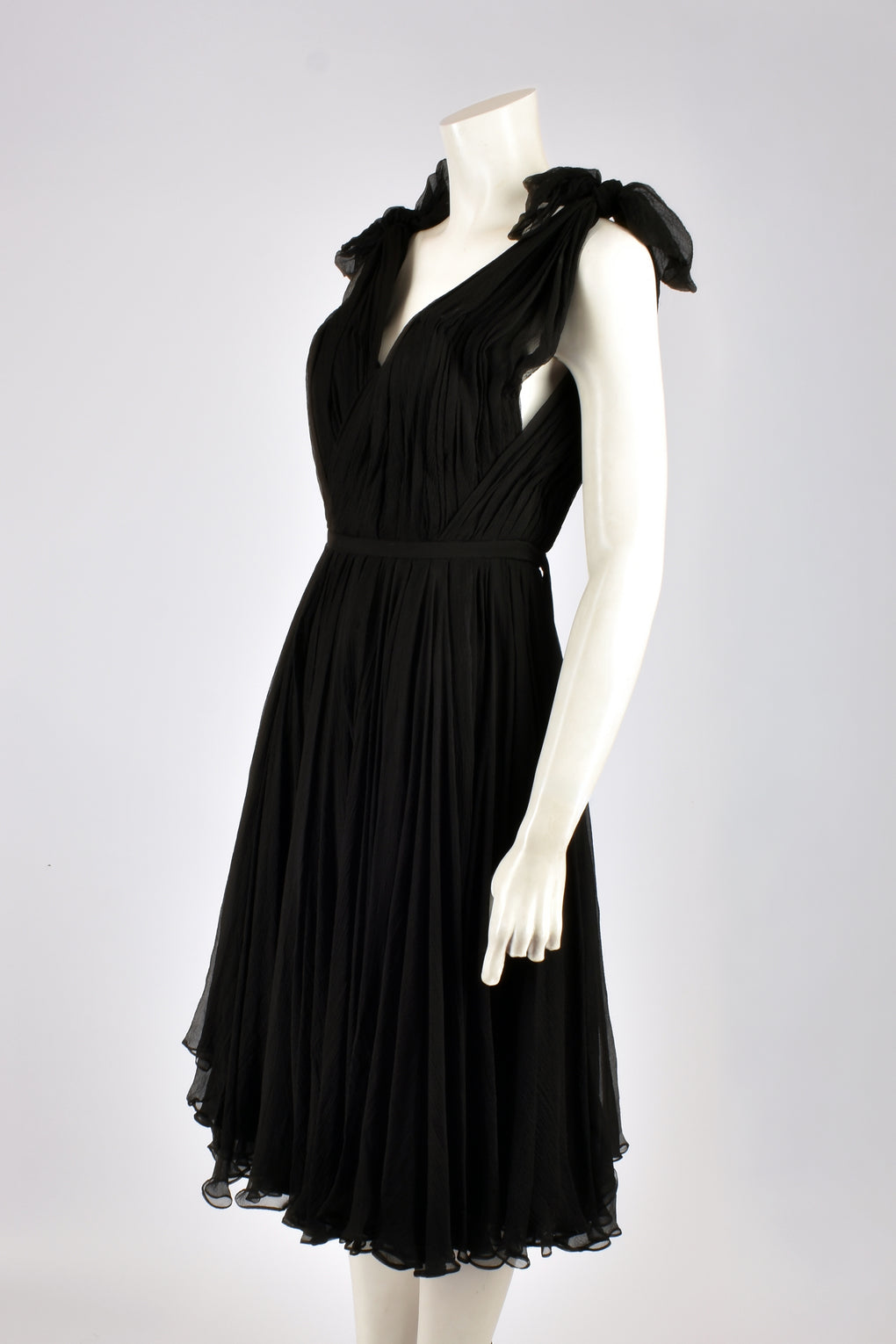ALEXANDER MCQUEEN A/W 2005 BLACK SILK CHIFFON COCKTAIL DRESS