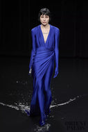 BALENCIAGA FALL 2020 RTW BLUE WRAP GOWN W/ GLOVES