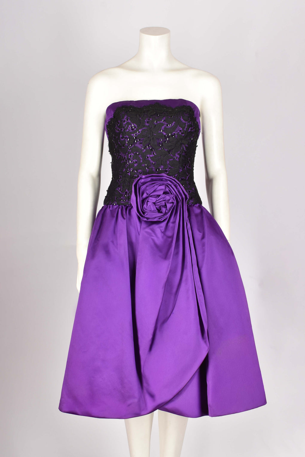MURRAY ARBEID PURPLE AND BLACK SILK COCKTAIL DRESS