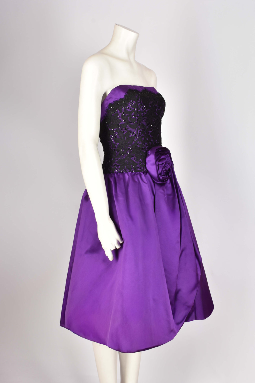 MURRAY ARBEID PURPLE AND BLACK SILK COCKTAIL DRESS