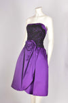 MURRAY ARBEID PURPLE AND BLACK SILK COCKTAIL DRESS
