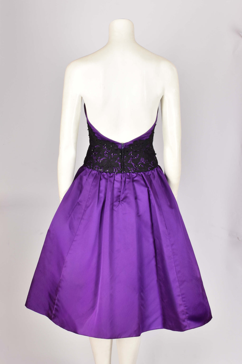 MURRAY ARBEID PURPLE AND BLACK SILK COCKTAIL DRESS