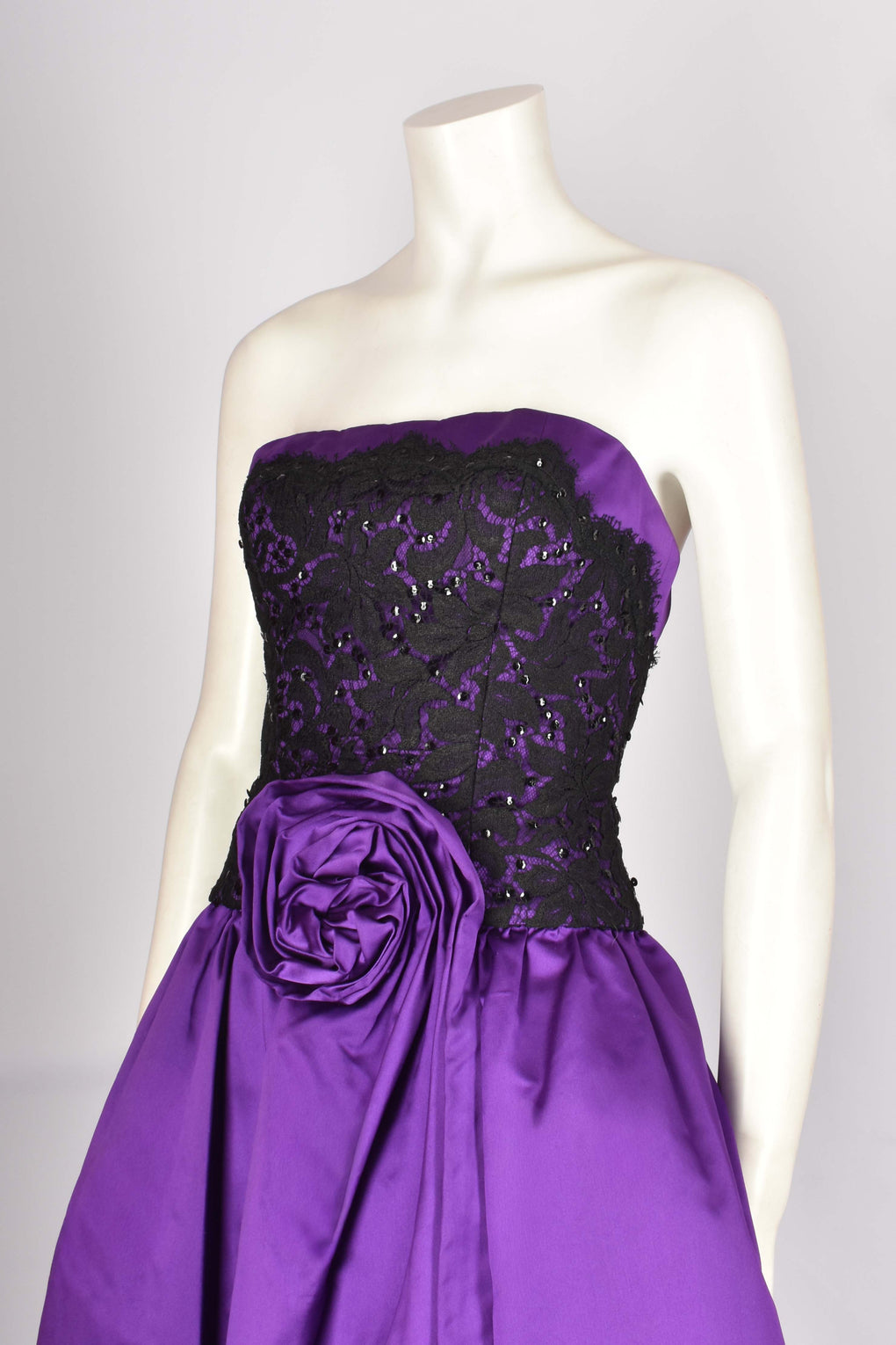 MURRAY ARBEID PURPLE AND BLACK SILK COCKTAIL DRESS