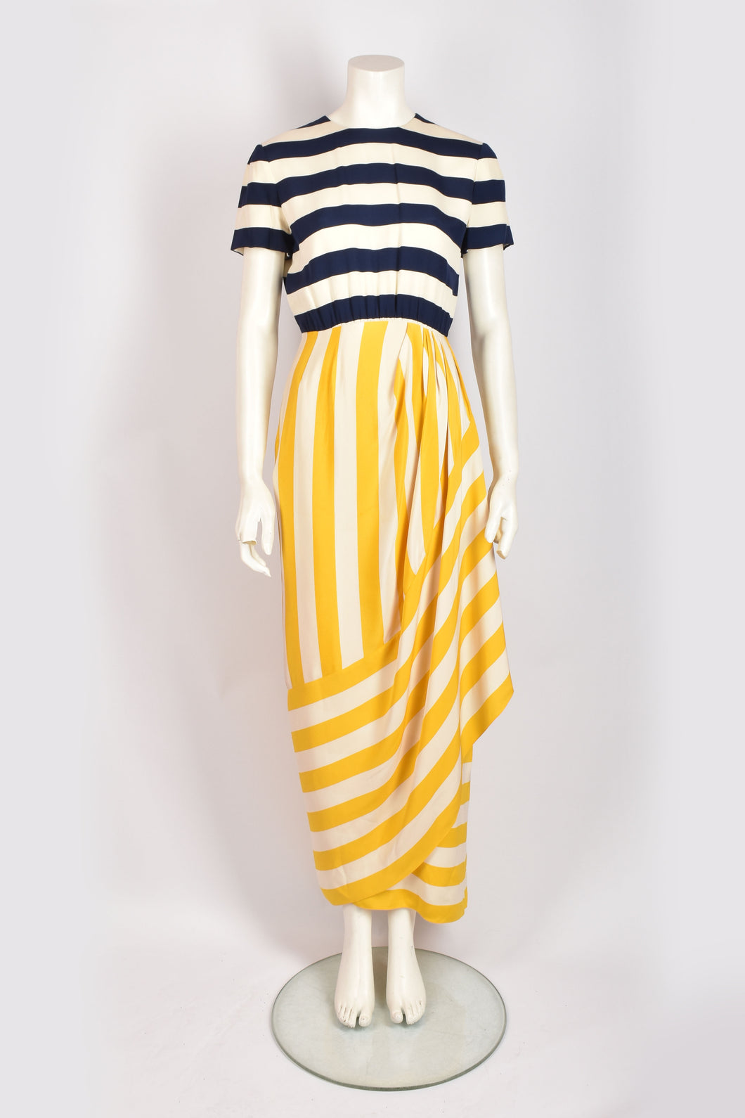 BILL BLASS BLUE & YELLOW STRIPED DRESS