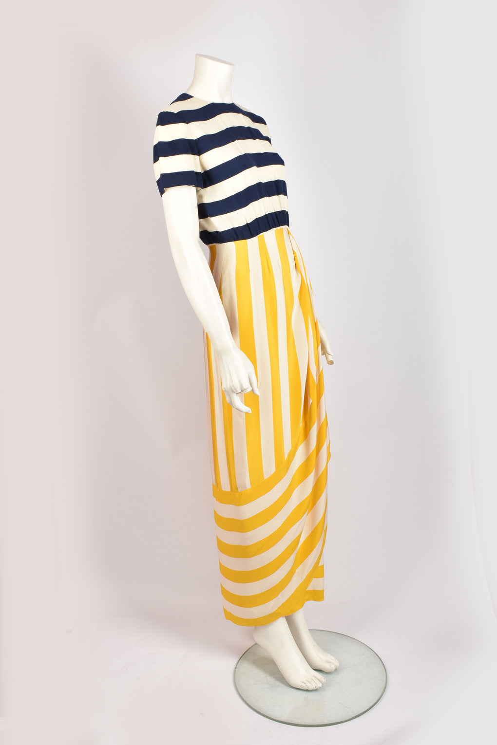BILL BLASS BLUE & YELLOW STRIPED DRESS