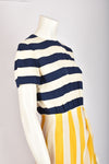 BILL BLASS BLUE & YELLOW STRIPED DRESS