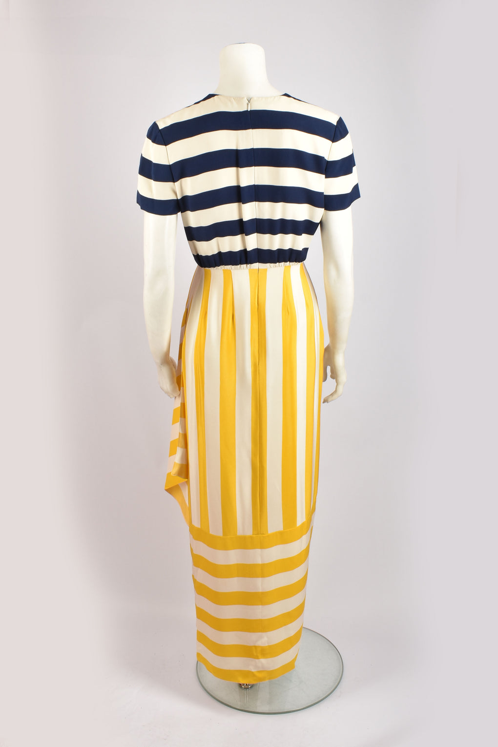 BILL BLASS BLUE & YELLOW STRIPED DRESS