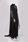 BRUCE OLDFIELD SILK JERSERY GOWN WITH SILK SCARF