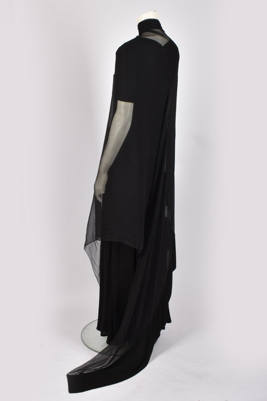 BRUCE OLDFIELD SILK JERSERY GOWN WITH SILK SCARF