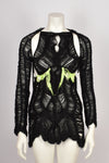 EMMA GUDMUNDSON RUNWAY BLACK AND GREEN KNITTED DRESS WITH REMOVABLE SLEEVES