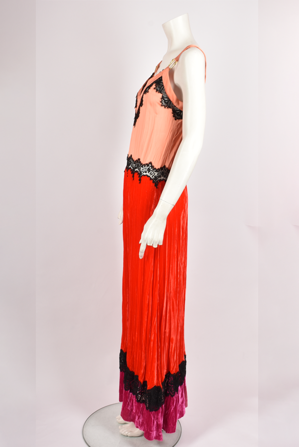 ROBERTO CAVALLI RED AND ORANGE VELVET GOWN – Found And Vision