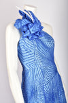 EDWIN MOHNEY BLUE ASYMMETRICAL GOWN