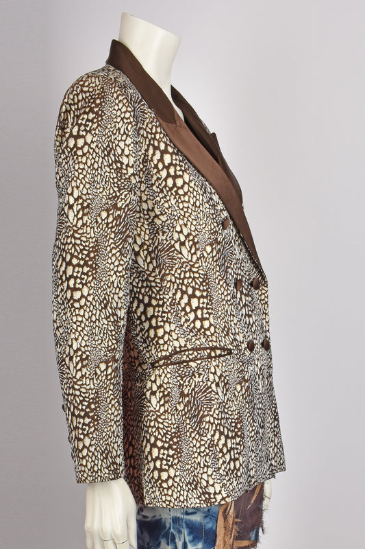 VINTAGE 1970s ANIMAL PRINT TAILORED JACKET XS