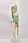 JULIEN MACDONALD BLUE GOLD KNIT SEQUIN DRESS XS