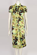 PRADA 2003 DUCHESSE FLORAL PRINT DRESS S