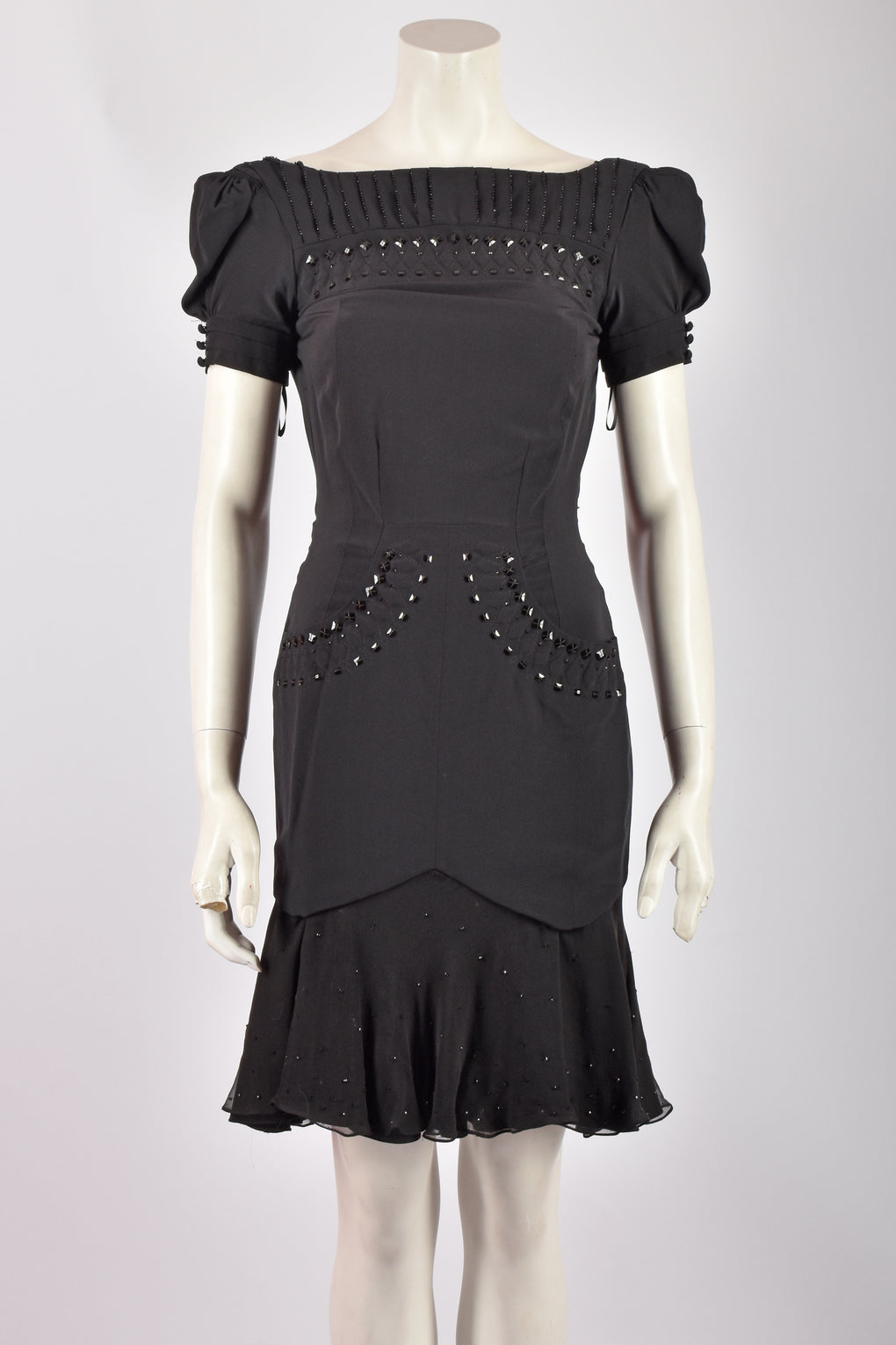 GUCCI 2005 BLACK EMBELLISHED DRESS S