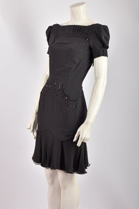 GUCCI 2005 BLACK EMBELLISHED DRESS S