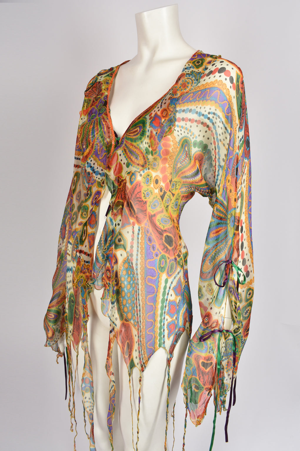 VOYAGE paisley silk top S-M