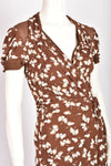 GUCCI BROWN WRAPPED DRESS WITH PEARL
