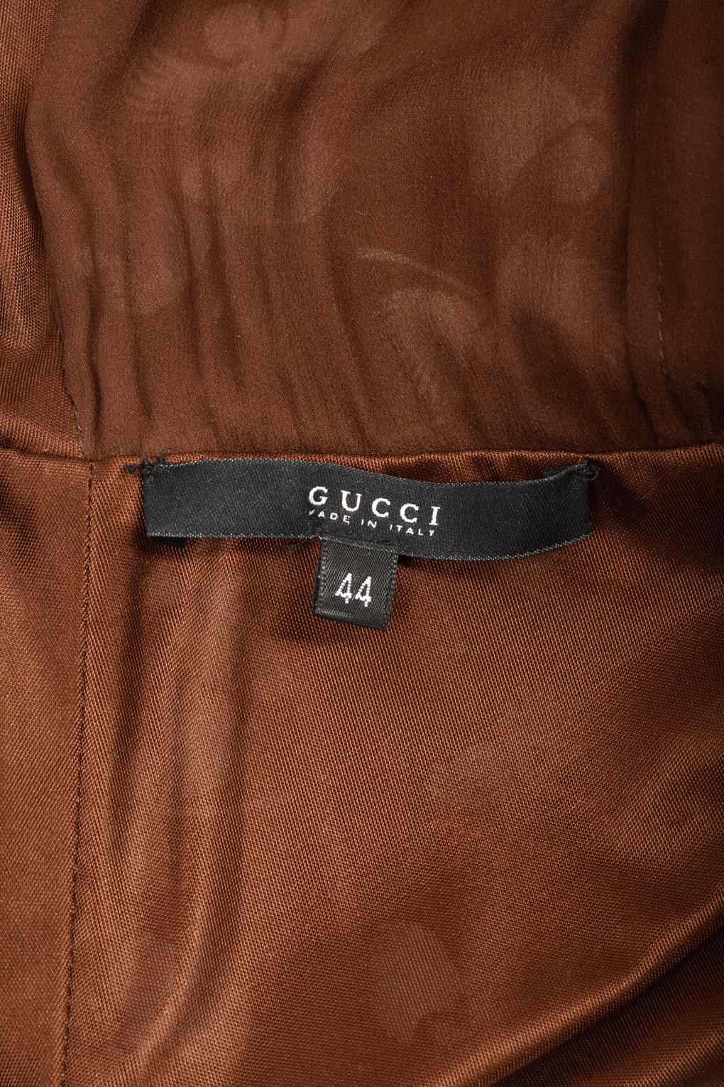 GUCCI BROWN WRAPPED DRESS WITH PEARL