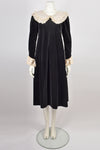 GINA FRATINI 1970s BLACK VELVET DRESS S