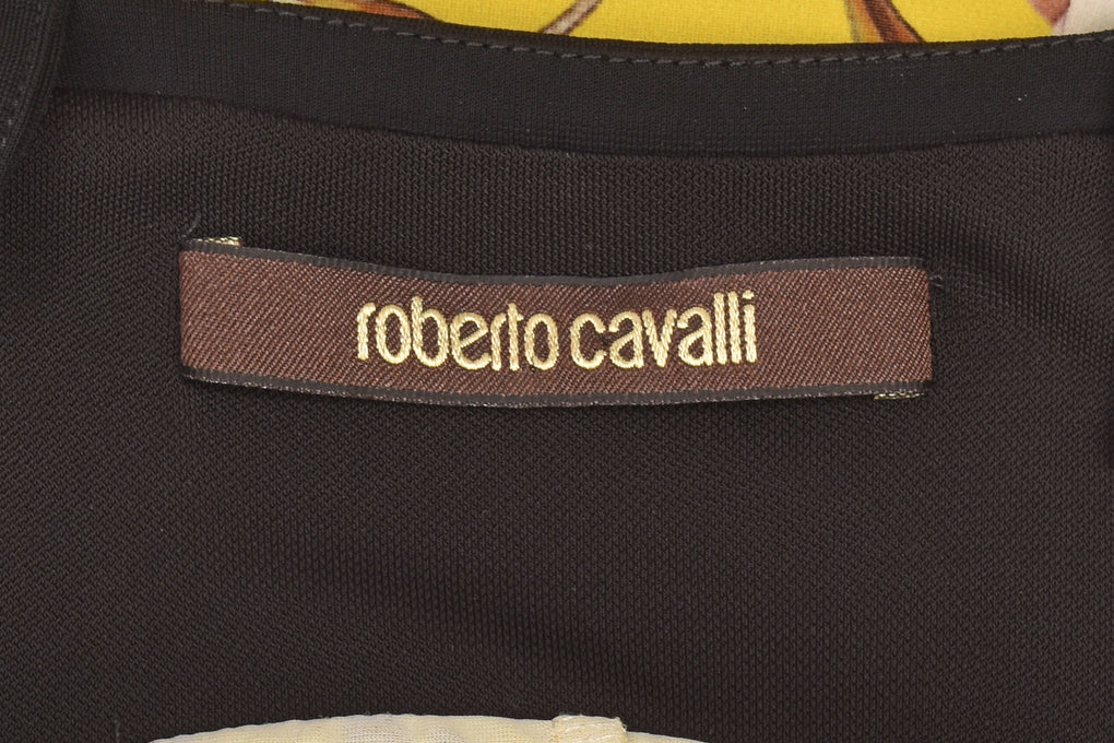 ROBERTO CAVALLI YELLOW FLORAL PRINT DRESS S
