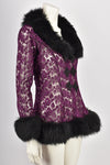 VINTAGE 1980s PURPLE LACE JACKET S