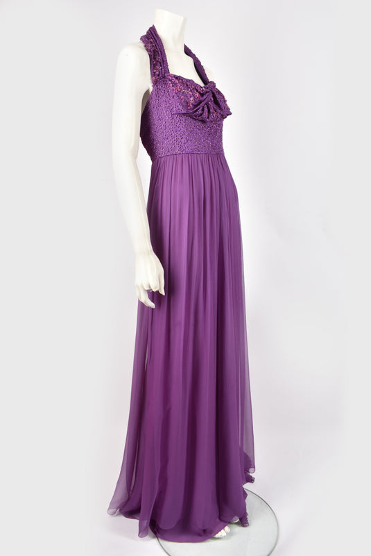 JOHN GALLIANO X DIOR PURPLE BEADED DRESS