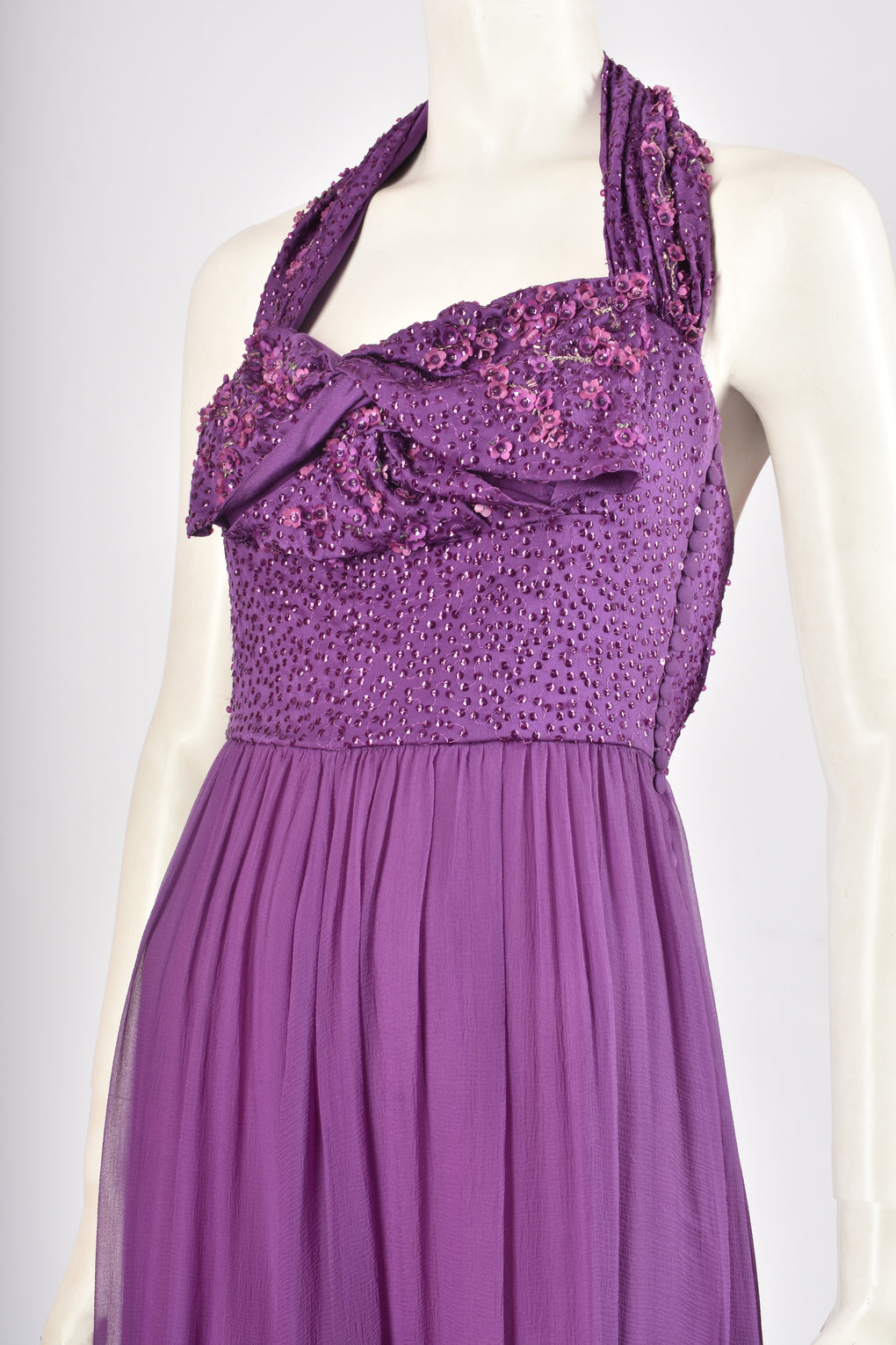 JOHN GALLIANO X DIOR PURPLE BEADED DRESS